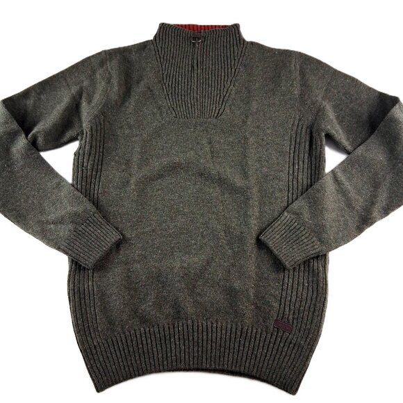 Barbour Nelson Essential Lambswool Half Zip Sweater Men's Size Small Seaweed - Picture 1 of 7